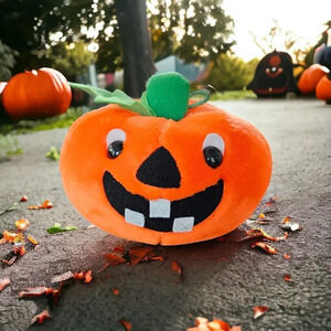 Vtg Fiesta Toothy Stuffed Pumpkin Plush 1989 Holiday Orange Halloween